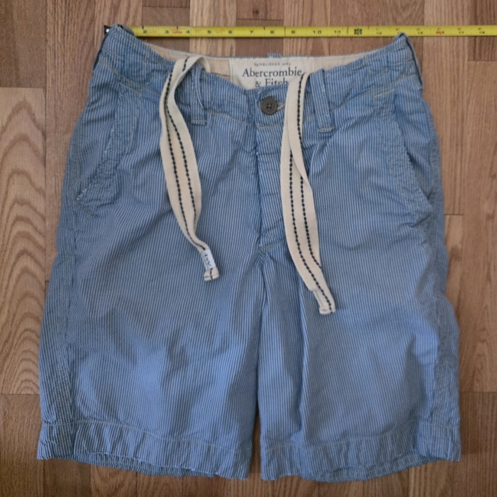 Abercrombie & Fitch Light Blue Pinstripe Drawstring Shorts Size 28